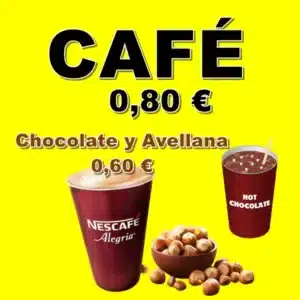 Café caliente, chocolate, vainilla o descafeinado las 24 horas, Compra por la noche y a cualquier hora del día en Almería en Drugstore24hs