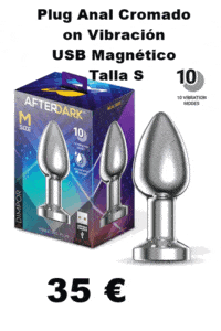 Plug Anal Cromado con Vibración USB Magnético Talla M