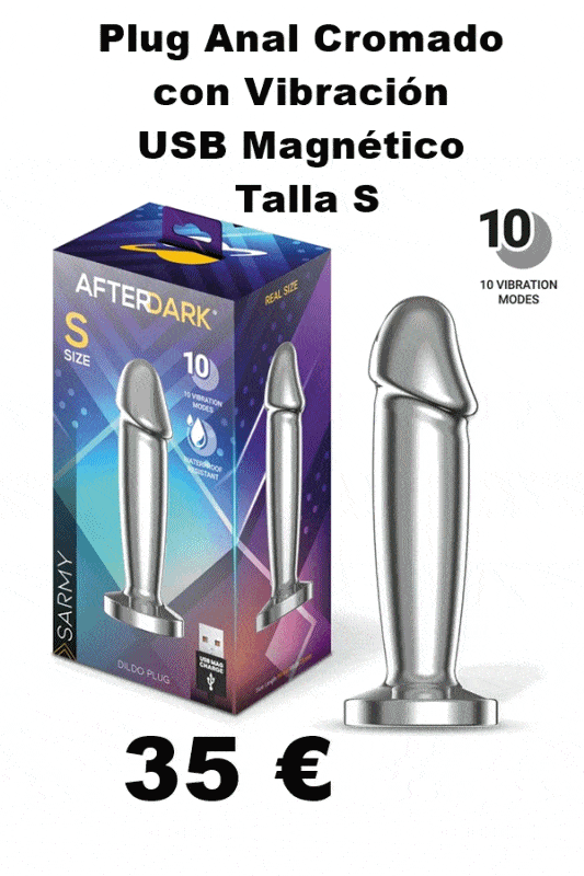 Plug Anal Cromado con Vibración USB Magnético Talla S