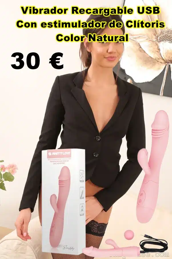 Vibrador Recargable USB Con estimulador de Clítoris Color Natural