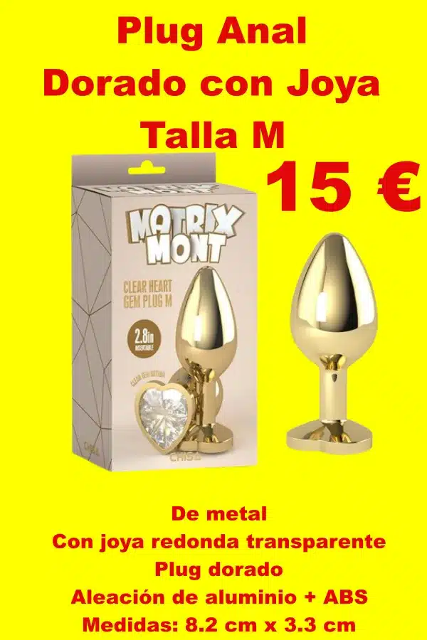 Plug anal dorado con joya