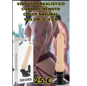 VIBRADOR REALÍSTICO CONTROL REMOTO NATURAL 19.5 CM -O- 4 CM