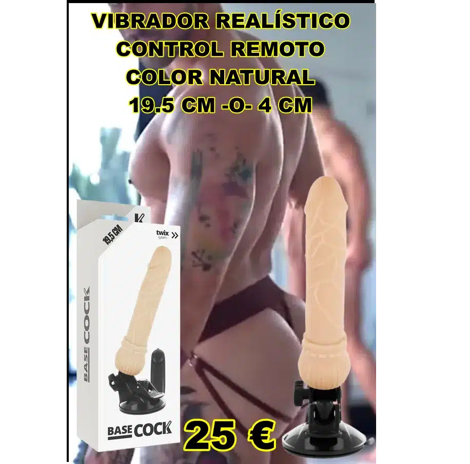 VIBRADOR REALÍSTICO CONTROL REMOTO NATURAL 19.5 CM -O- 4 CM