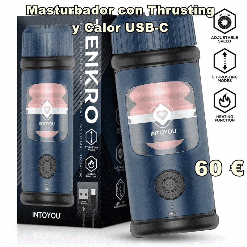 Masturbador con Thrusting y Calor USB-C