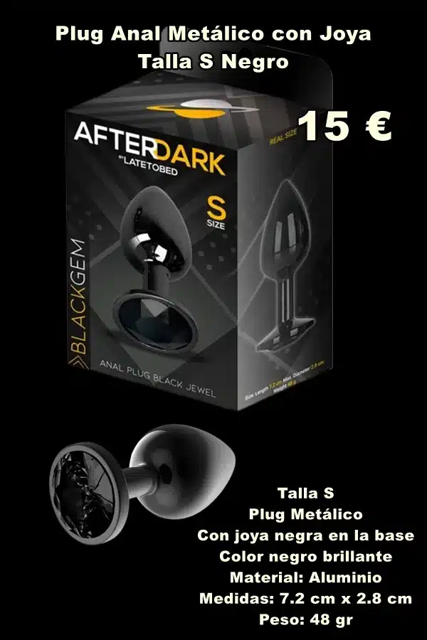 Plug Anal Metálico con Joya Talla S Negro