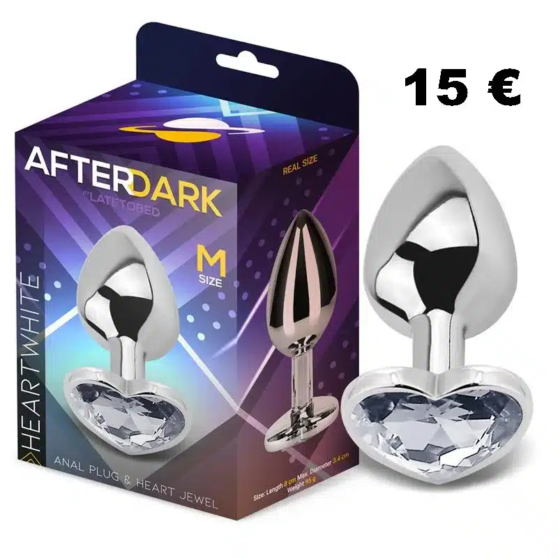 plug anal con joya de corazon blanco talla-M