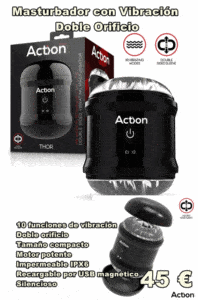 Masturbador con Vibración Doble Orificio