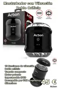 Masturbador con Vibración Doble Orificio
