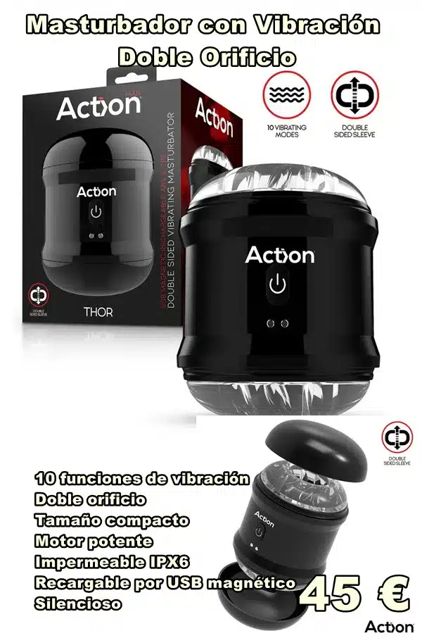 Masturbador con Vibración Doble Orificio