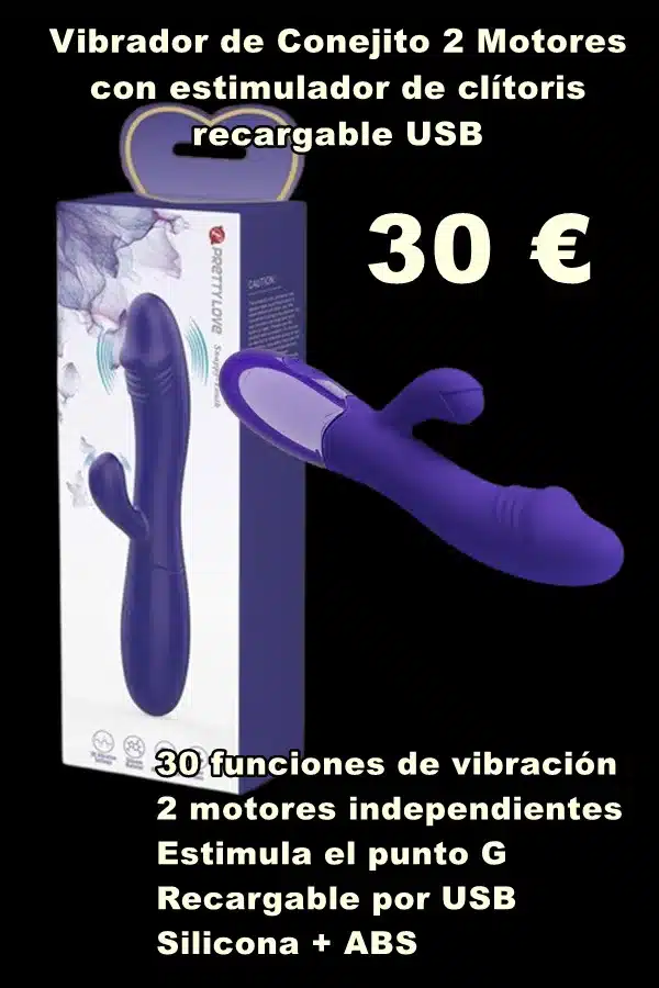 Vibrador de Conejito 2 Motores con estimulador de clítoris recargable USB
