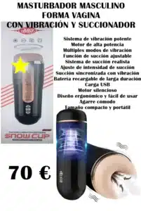 MASTURBADOR MASCULINO CON VIBRACIÓN Y SUCCIONADOR