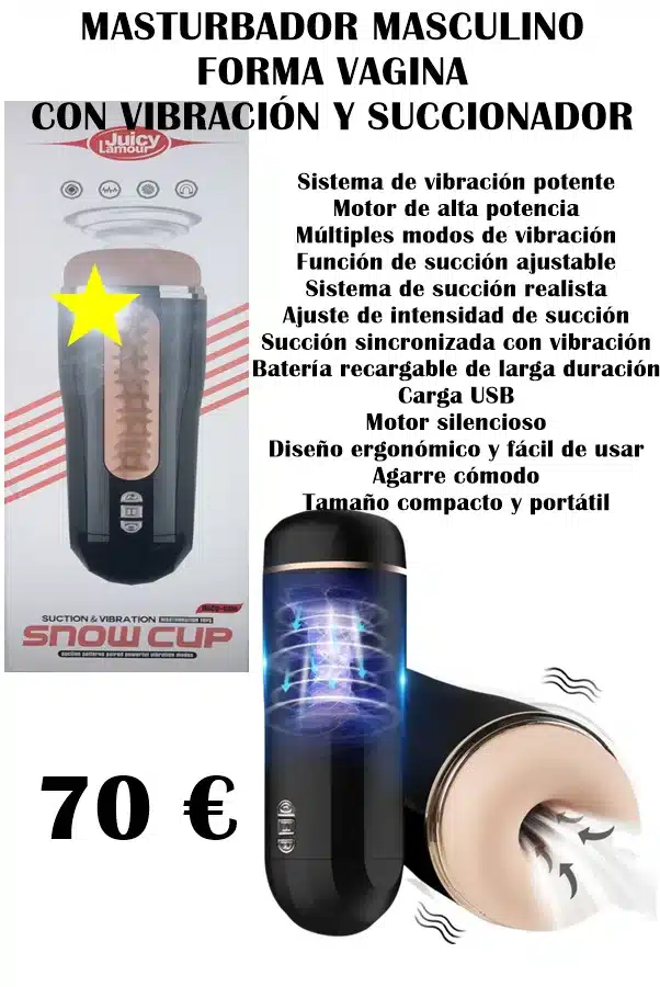 MASTURBADOR MASCULINO CON VIBRACIÓN Y SUCCIONADOR