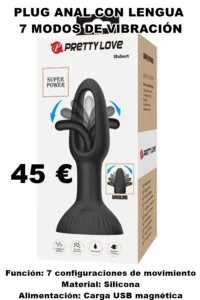 Juguete erótico anal con estimulador de lengua - Disponible 24 horas en tienda automática Almería.