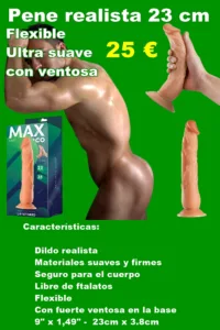 Dildo 23 cm Realista y flexible con ventosa