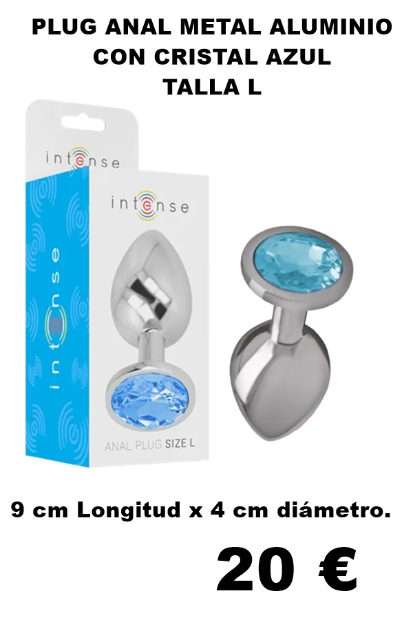 PLUG ANAL METAL ALUMINIO CON CRISTAL AZUL TALLA L