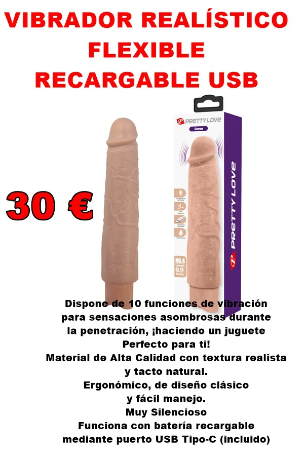 Vibrador realista recargable usb flexible